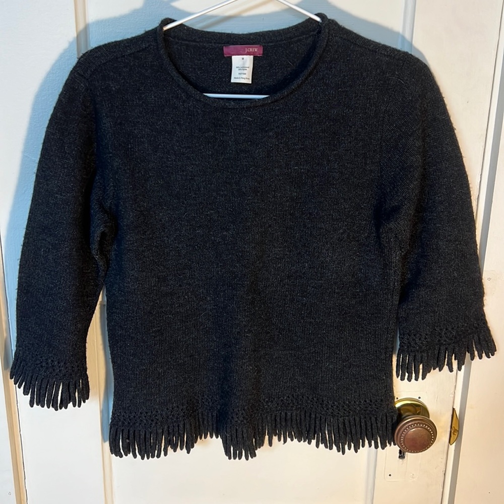 Vintage J Crew lambs wool fringe sweater